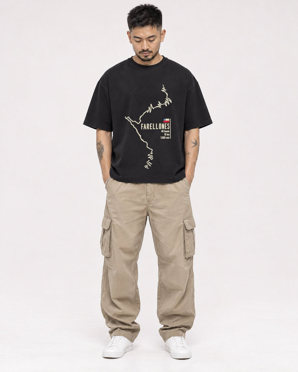 Mockup Boxy Heavyweight Tee Black male full-body 12
