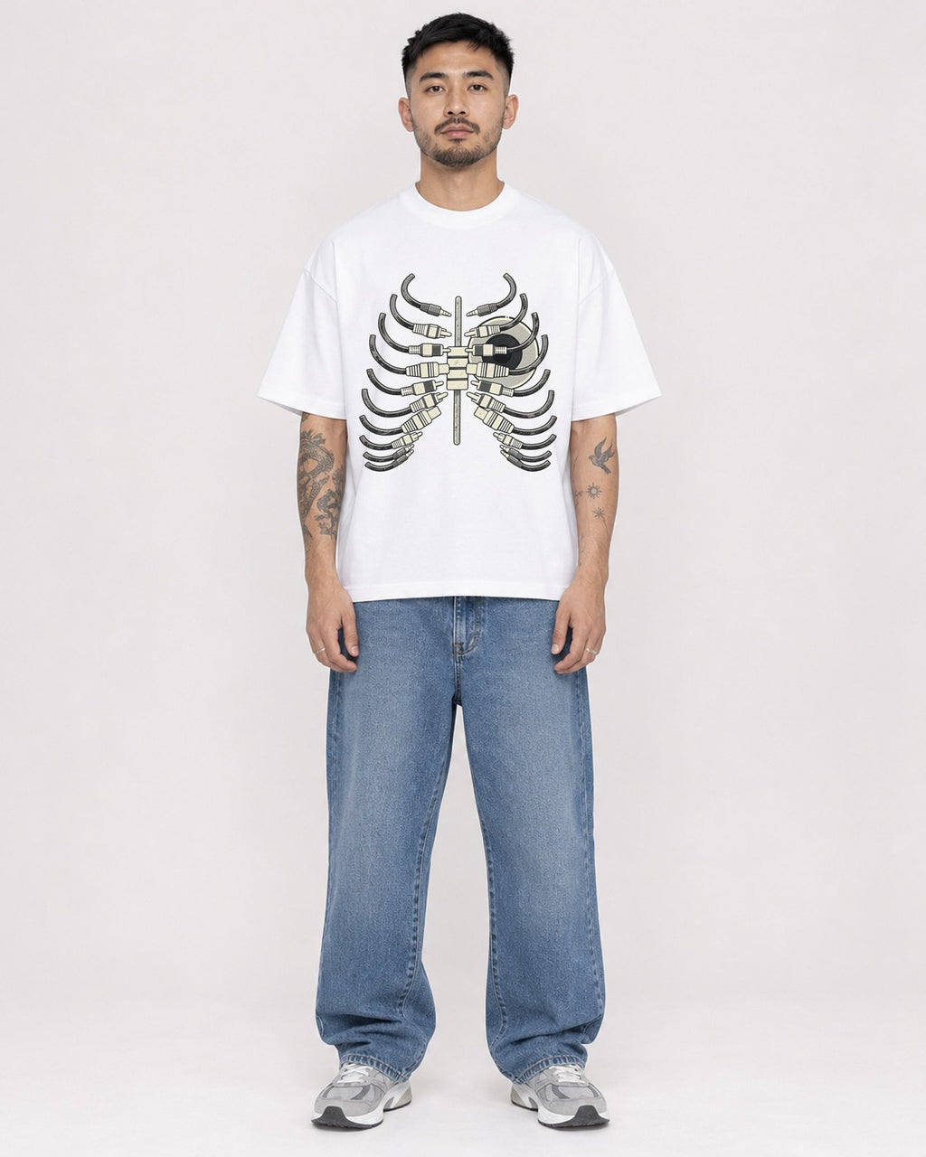 Mockup Boxy Heavyweight Tee White male full-body 12