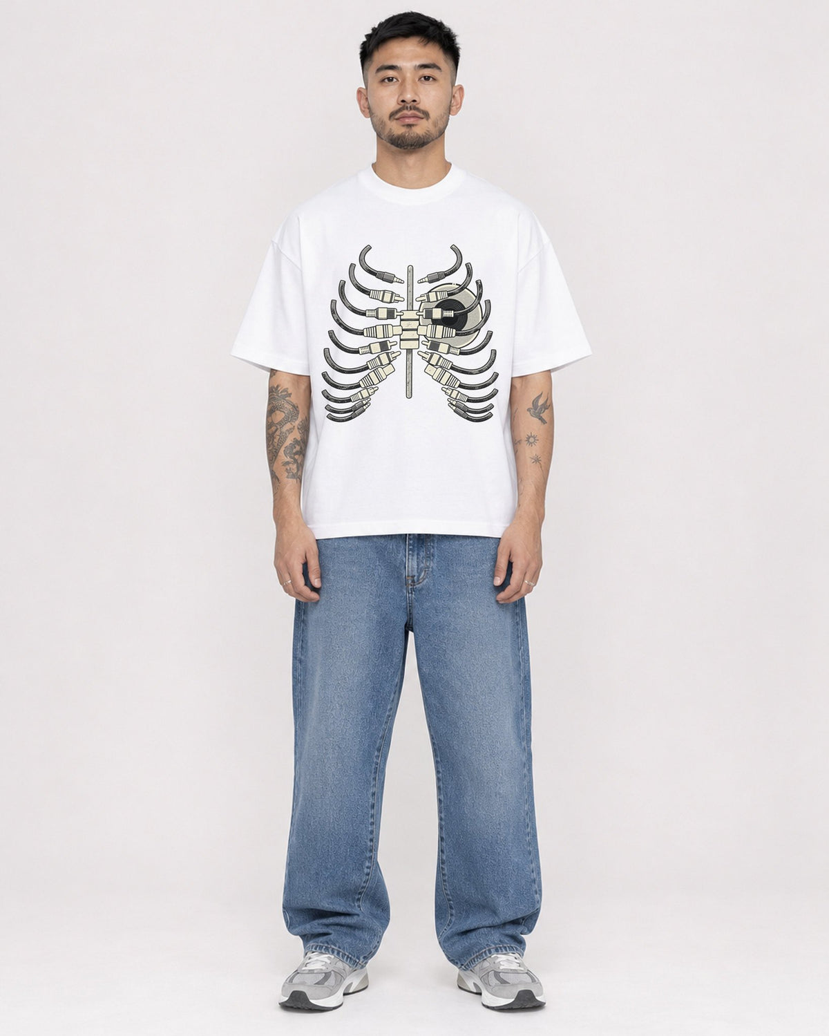 Mockup Boxy Heavyweight Tee White male full-body 12