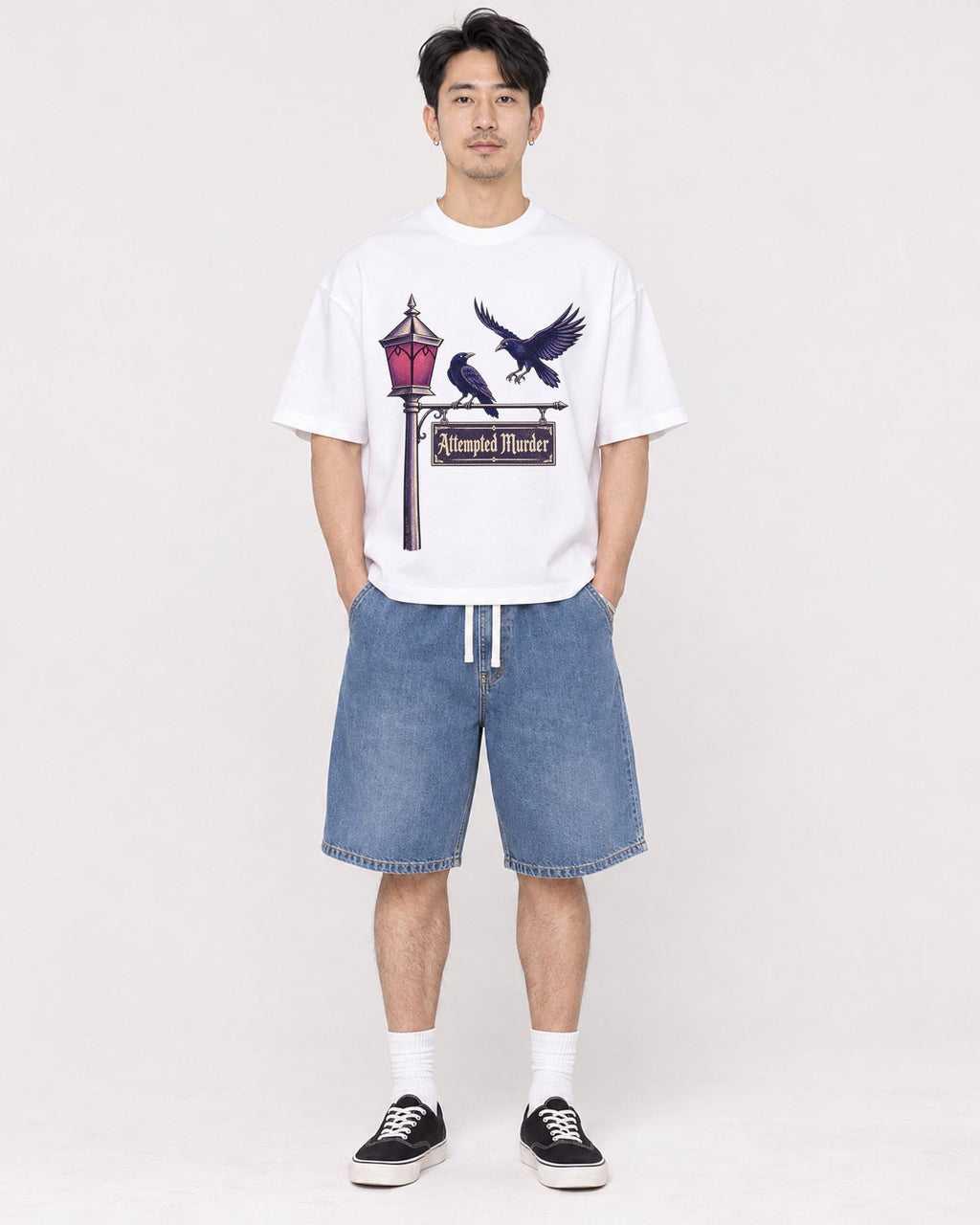 Mockup Boxy Heavyweight Tee White male full-body 13