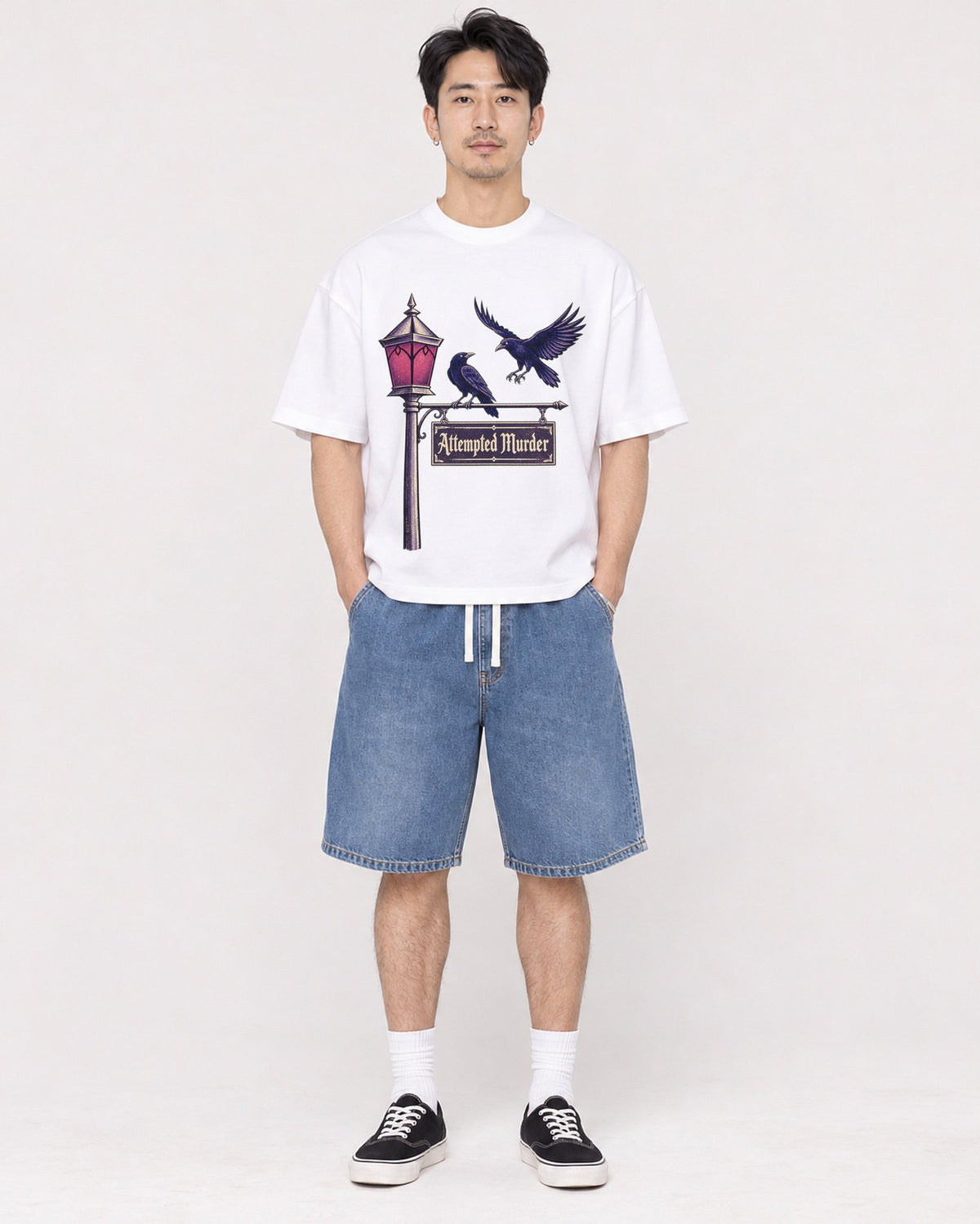 Mockup Boxy Heavyweight Tee White male full-body 13