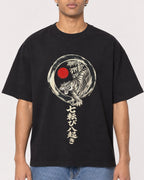 Mockup Boxy Heavyweight Tee Black male close-up 10