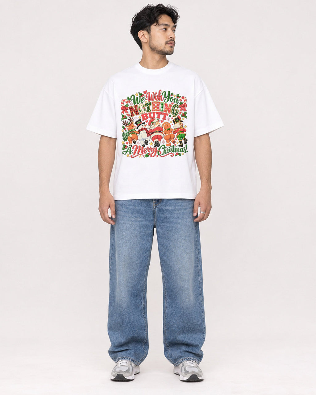 Mockup Boxy Heavyweight Tee White male full-body 02