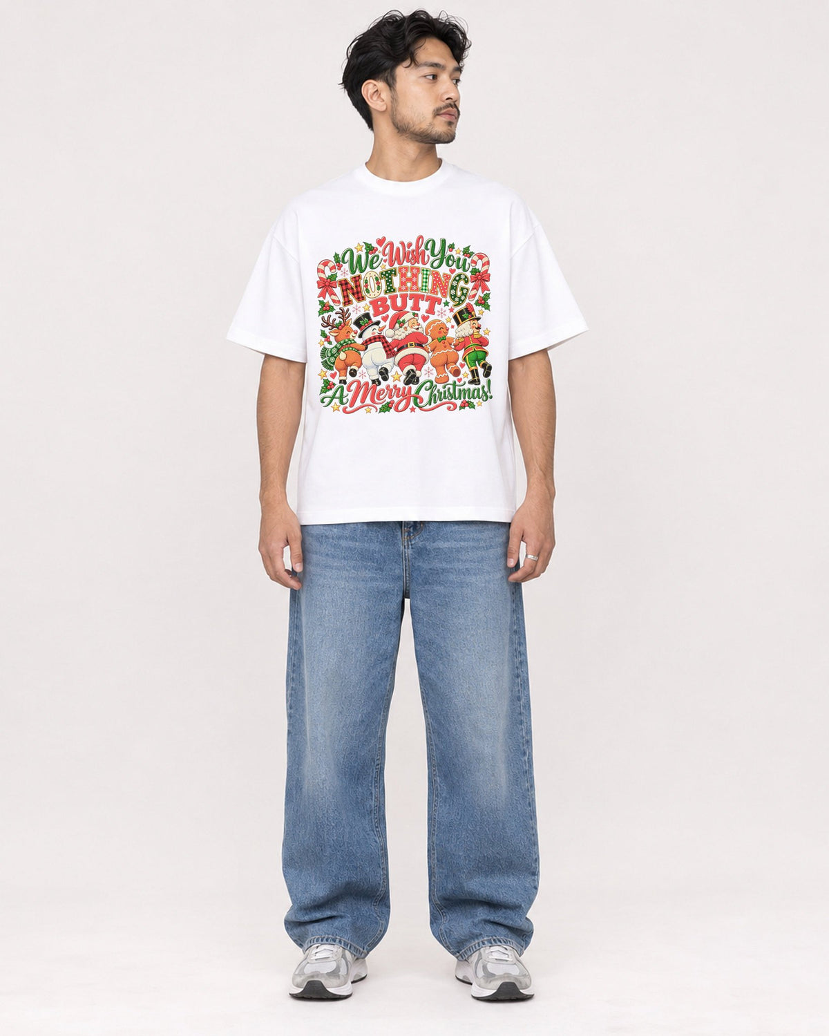 Mockup Boxy Heavyweight Tee White male full-body 02