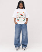 Mockup Boxy Heavyweight Tee White female full-body 45