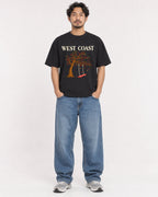 Mockup Boxy Heavyweight Tee Black male full-body 02