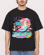 Mockup Boxy Heavyweight Tee Black male close-up 02