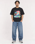 Mockup Boxy Heavyweight Tee Black male full-body 02