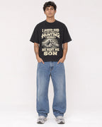 Mockup Boxy Heavyweight Tee Black male full-body 06