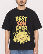 Mockup Boxy Heavyweight Tee Black male close-up 02