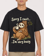 Mockup Boxy Heavyweight Tee Black male close-up 16