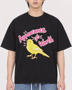 Mockup Boxy Heavyweight Tee Black male close-up 11