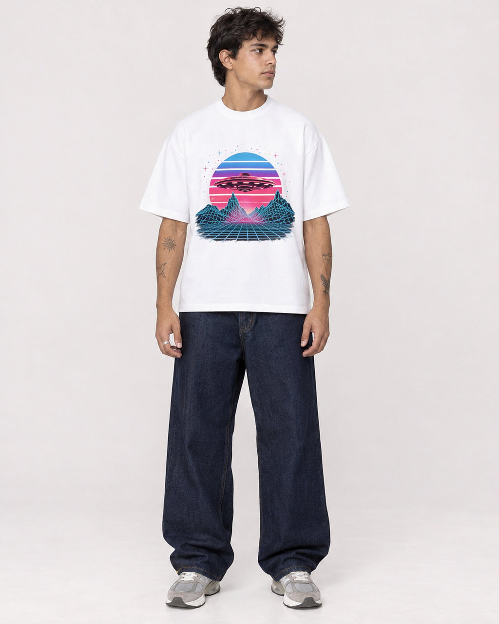 Mockup Boxy Heavyweight Tee White male full-body 06
