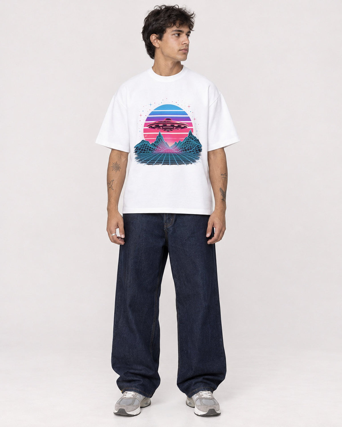 Mockup Boxy Heavyweight Tee White male full-body 06