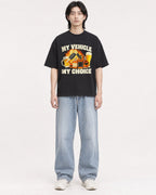 Mockup Boxy Heavyweight Tee Black male full-body 41