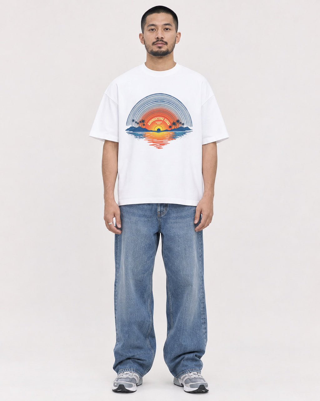 Mockup Boxy Heavyweight Tee White male full-body 32