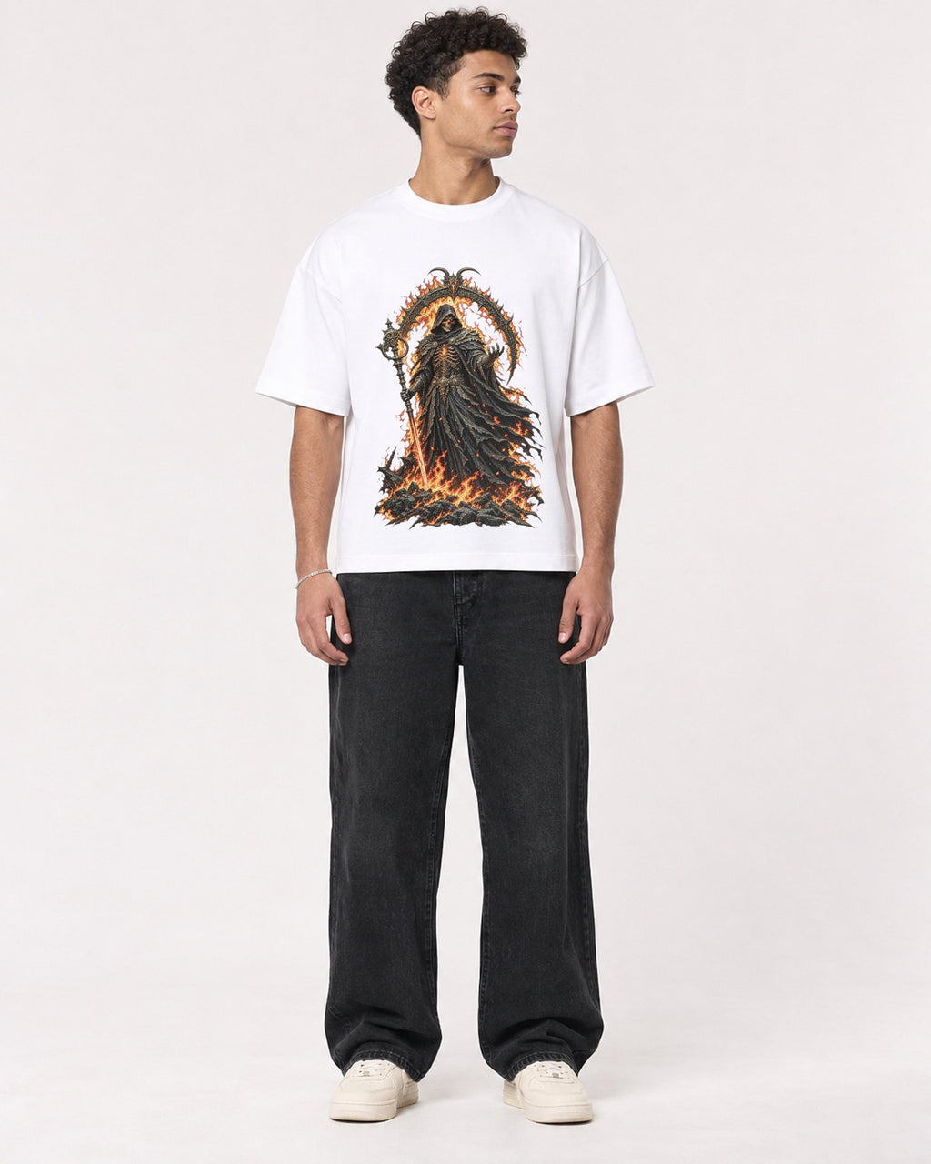 Mockup Boxy Heavyweight Tee White male full-body 10