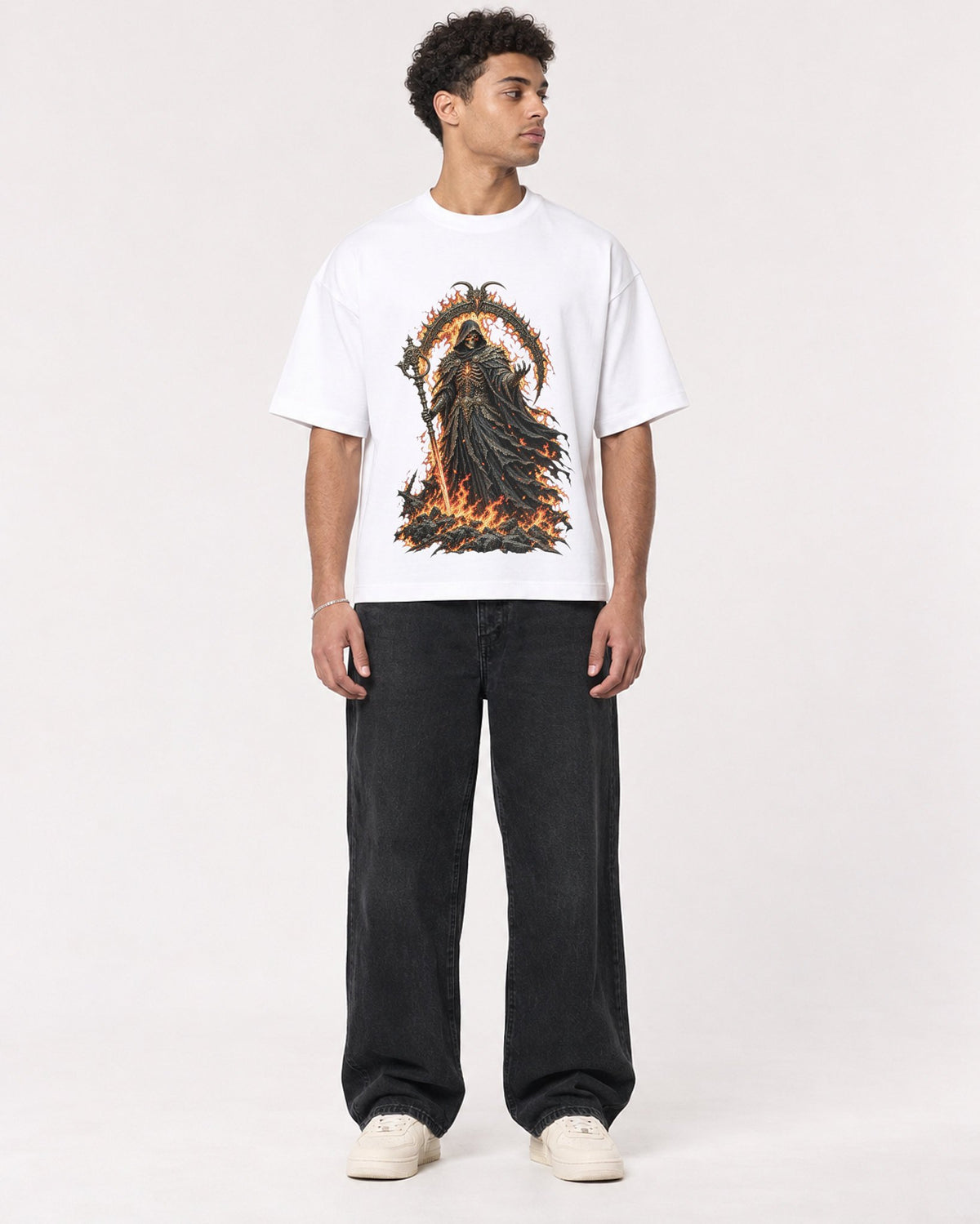 Mockup Boxy Heavyweight Tee White male full-body 10