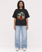 Mockup Boxy Heavyweight Tee Black female full-body 15