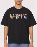 Mockup Boxy Heavyweight Tee Black male close-up 10