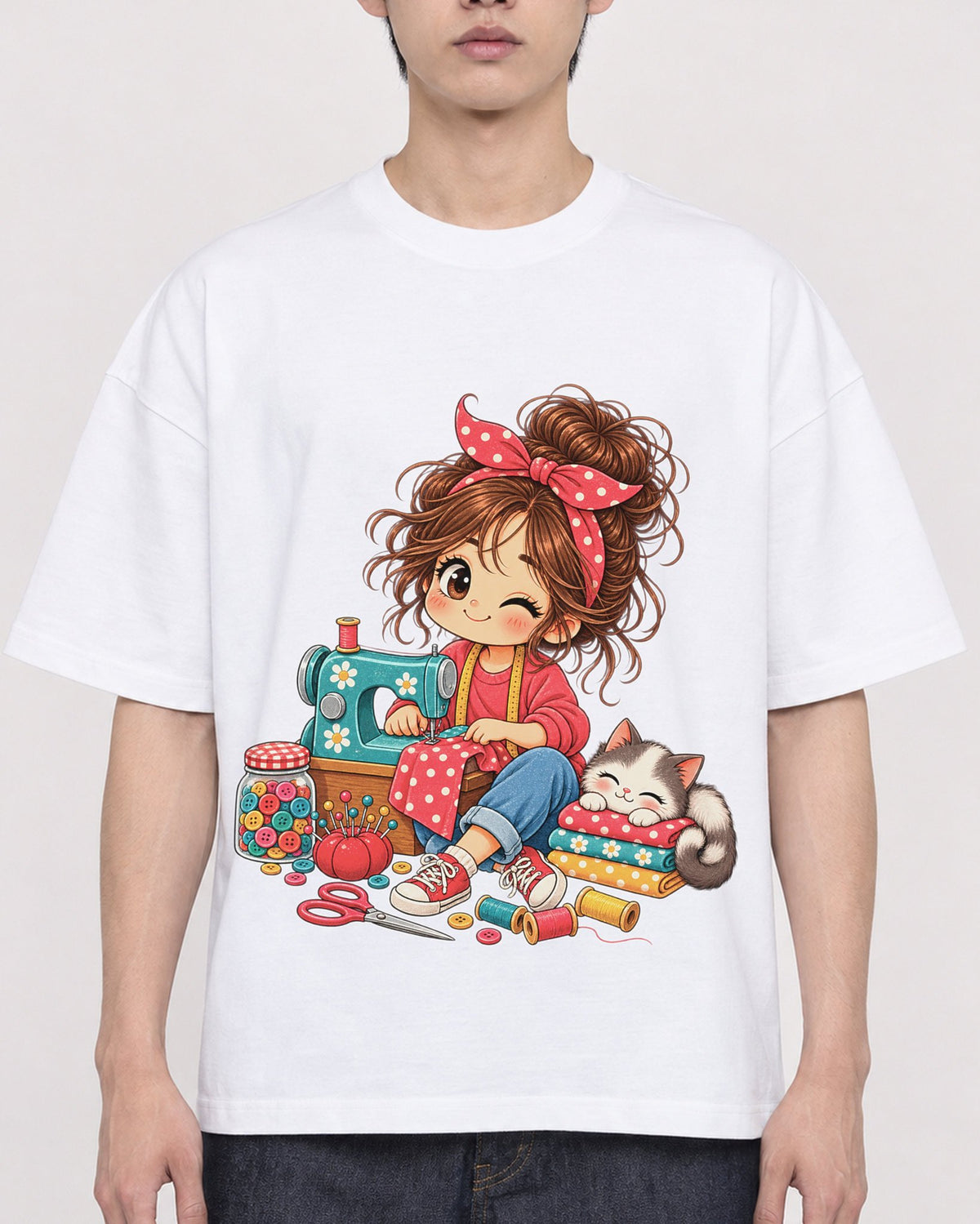 Mockup Boxy Heavyweight Tee White male close-up 31