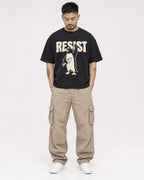 Mockup Boxy Heavyweight Tee Black male full-body 12