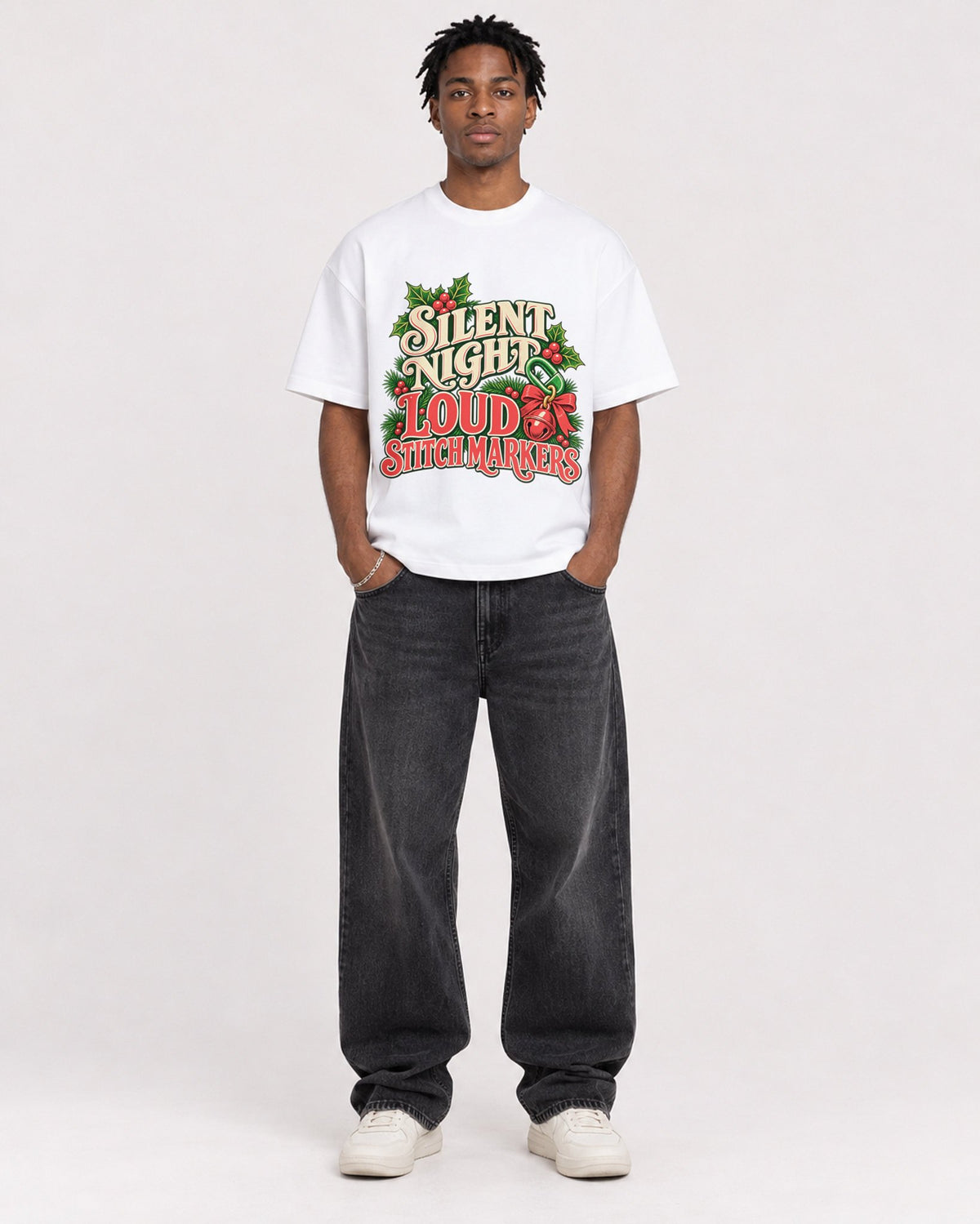 Mockup Boxy Heavyweight Tee White male full-body 05