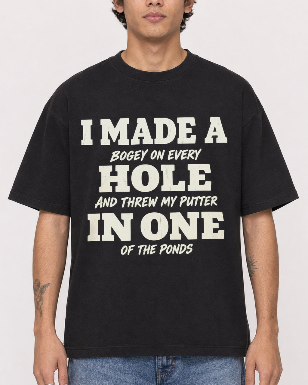 Mockup Boxy Heavyweight Tee Black male close-up 06