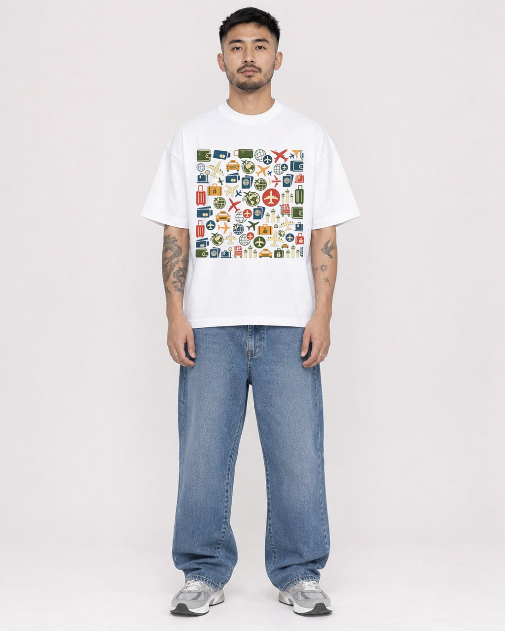 Mockup Boxy Heavyweight Tee White male full-body 12