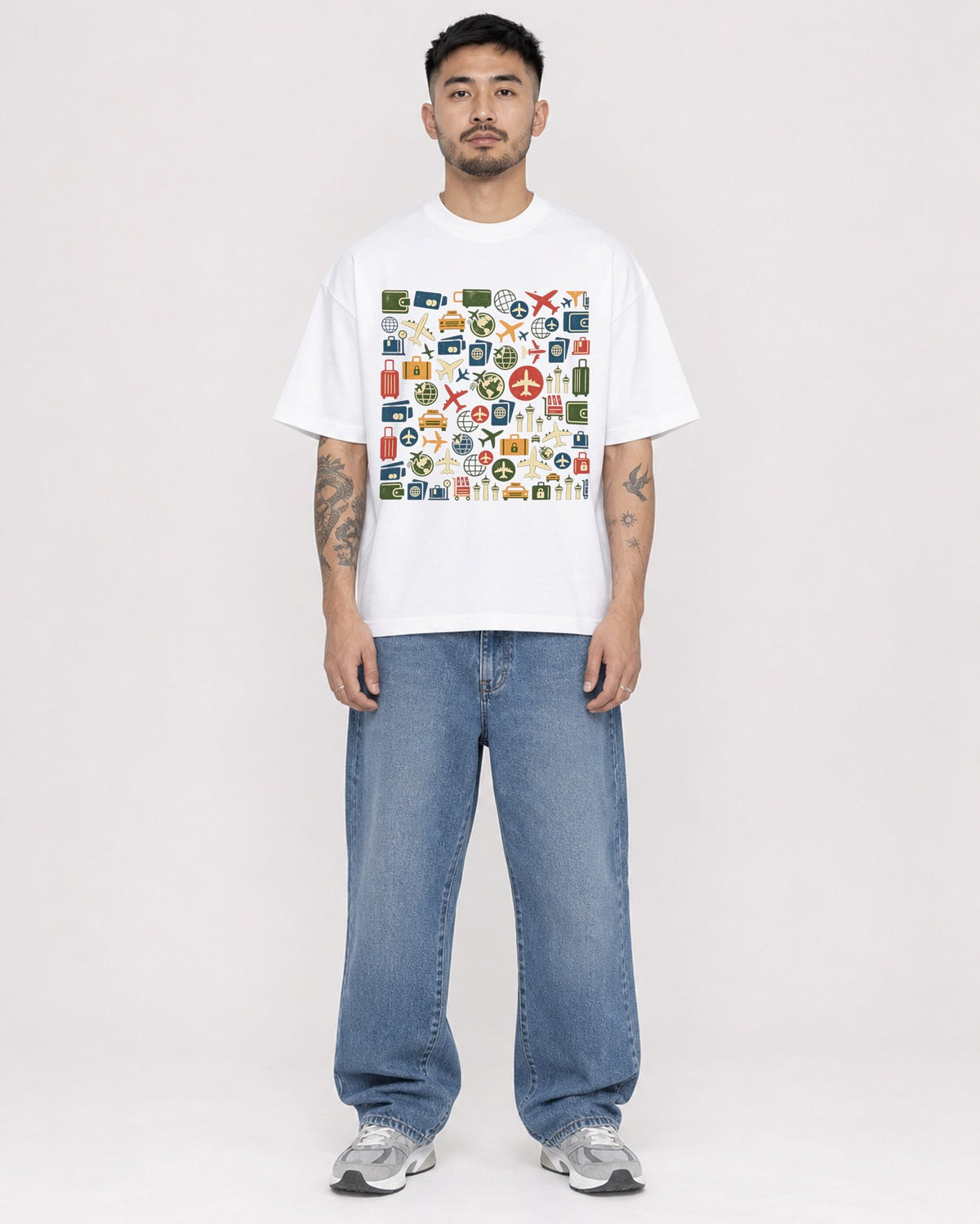 Mockup Boxy Heavyweight Tee White male full-body 12