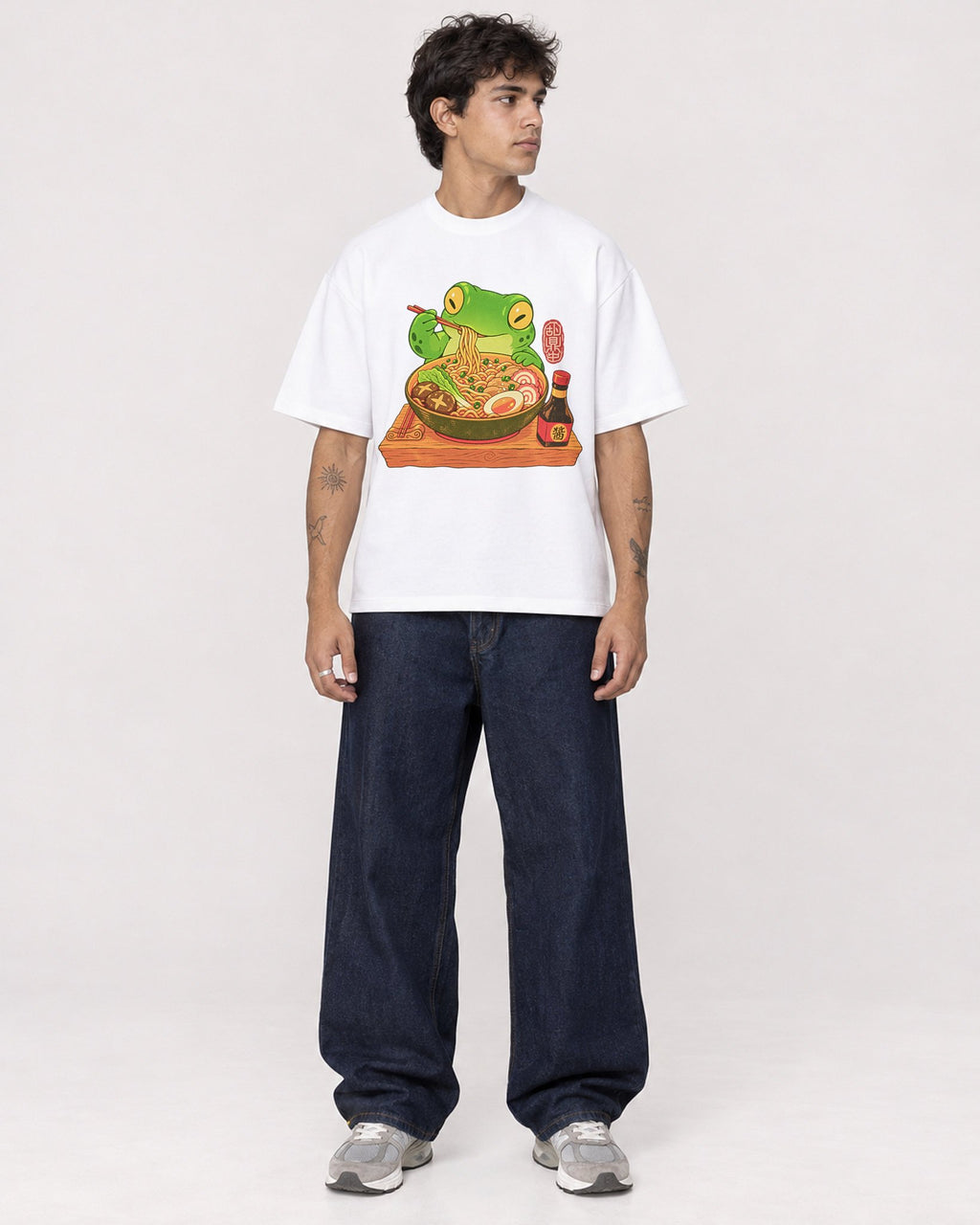 Mockup Boxy Heavyweight Tee White male full-body 06