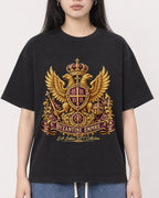Mockup Boxy Heavyweight Tee Black female close-up 01