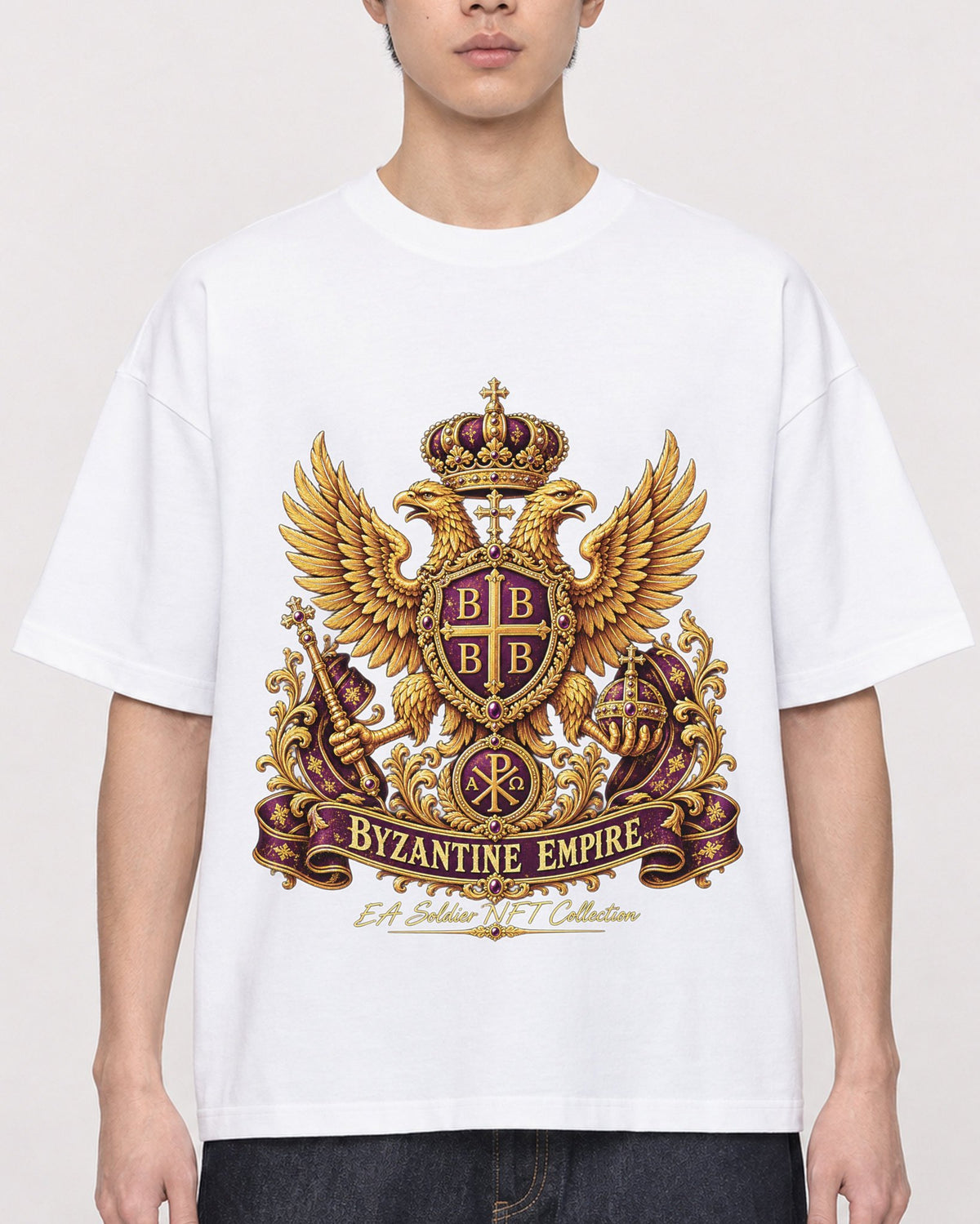 Mockup Boxy Heavyweight Tee White male close-up 01