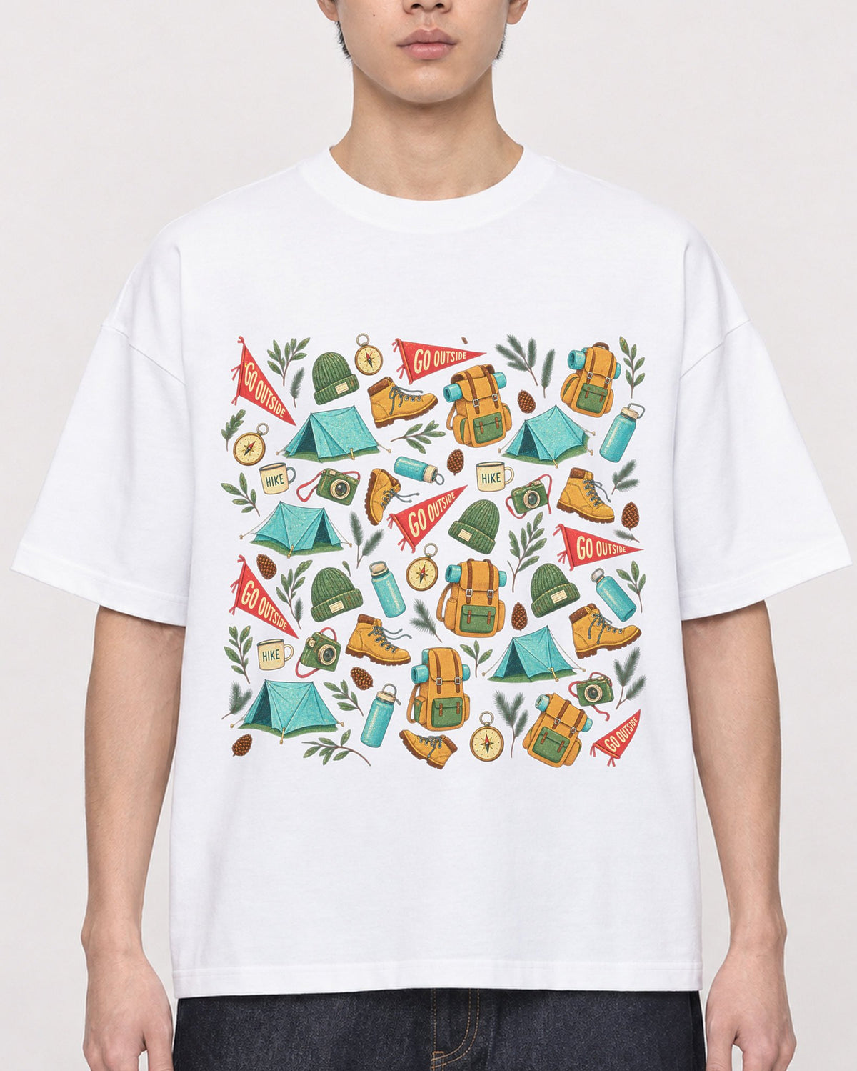 Mockup Boxy Heavyweight Tee White male close-up 01