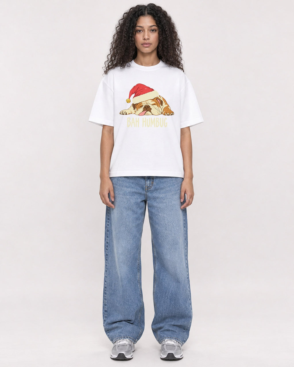 Mockup Boxy Heavyweight Tee White female full-body 10
