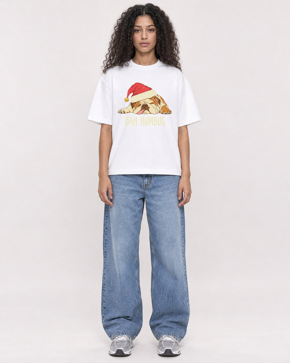 Mockup Boxy Heavyweight Tee White female full-body 10