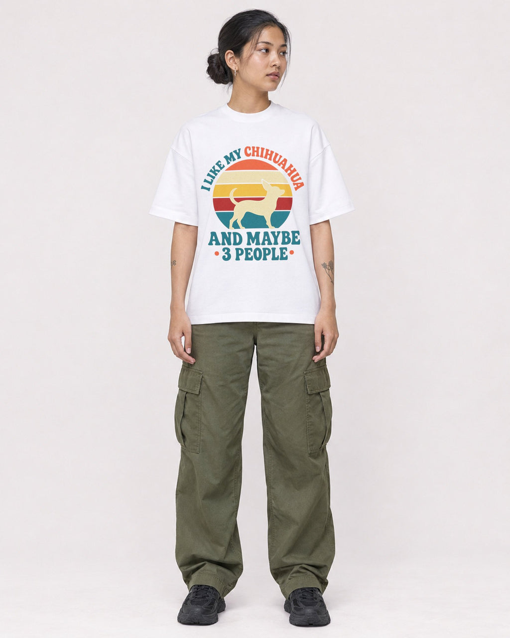 Mockup Boxy Heavyweight Tee White female full-body 12