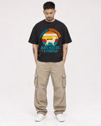 Mockup Boxy Heavyweight Tee Black male full-body 12