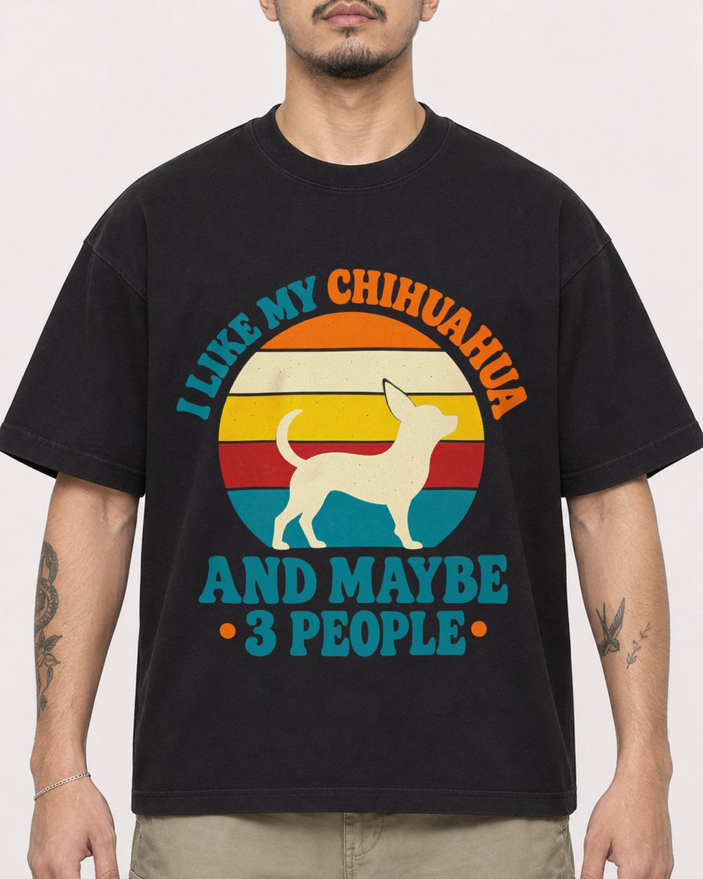 Mockup Boxy Heavyweight Tee Black male close-up 12