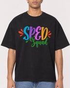 Mockup Boxy Heavyweight Tee Black male close-up 10