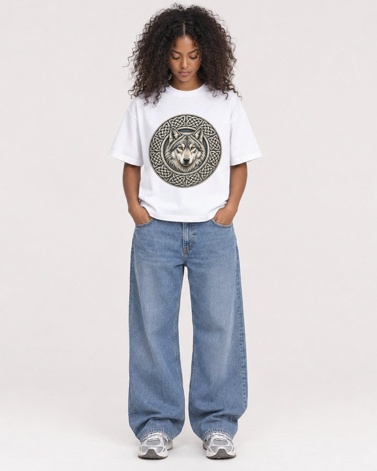 Mockup Boxy Heavyweight Tee White female full-body 05