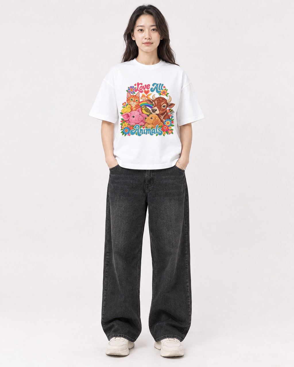 Mockup Boxy Heavyweight Tee White female full-body 03