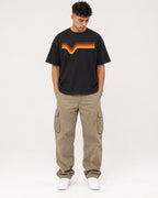 Mockup Boxy Heavyweight Tee Black male full-body 16