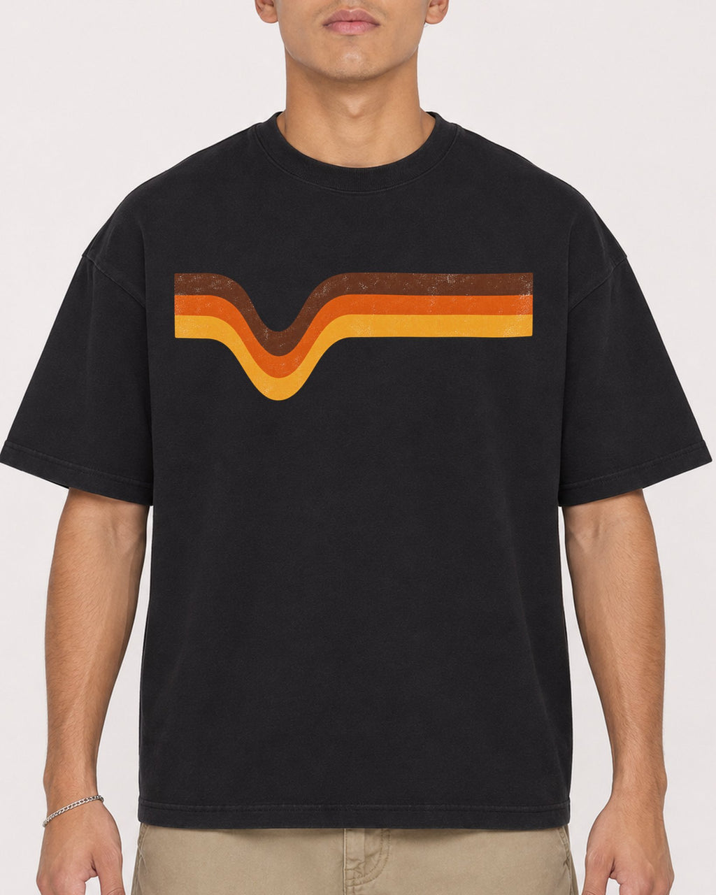Mockup Boxy Heavyweight Tee Black male close-up 16