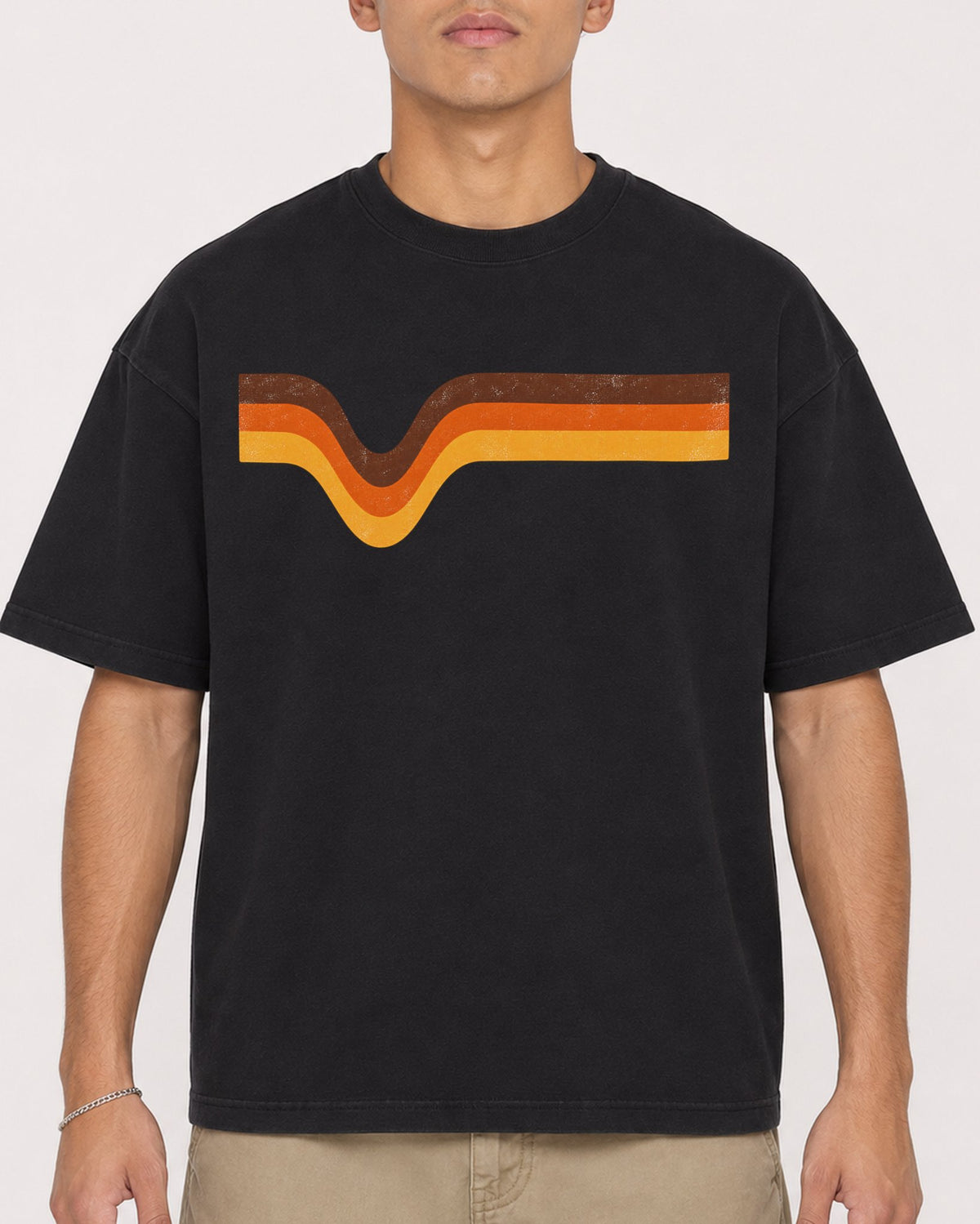 Mockup Boxy Heavyweight Tee Black male close-up 16