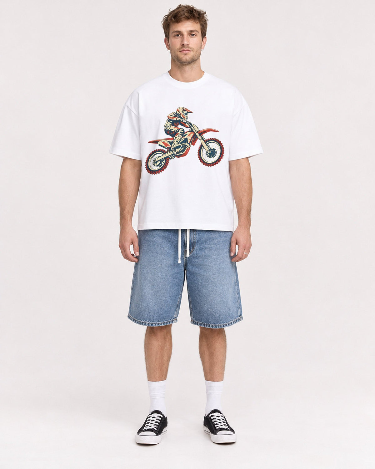 Mockup Boxy Heavyweight Tee White male full-body 08