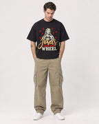 Mockup Boxy Heavyweight Tee Black male full-body 48