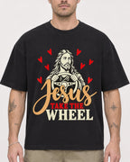 Mockup Boxy Heavyweight Tee Black male close-up 48