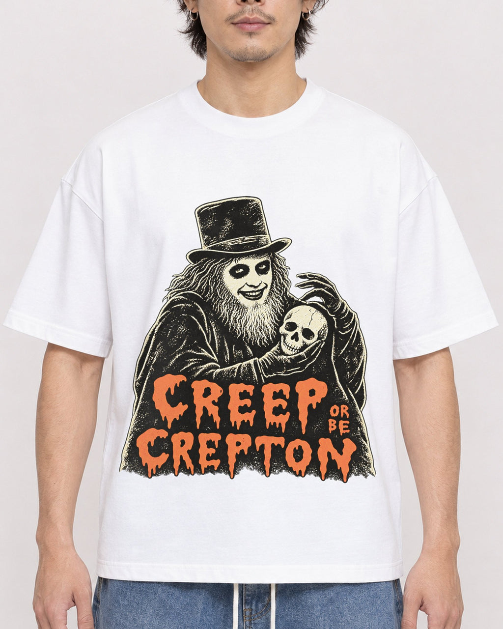 Mockup Boxy Heavyweight Tee White male close-up 03