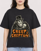 Mockup Boxy Heavyweight Tee Black female close-up 03